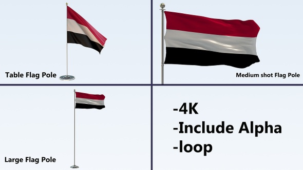 Yemen Flag Pole Pack 4k-Loop