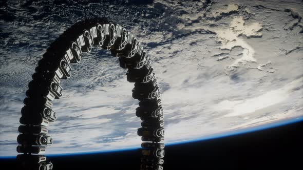 Futuristic Space Station on Earth Orbit alt
