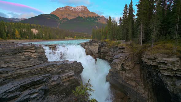 Athabasca Falls on the Upper Athabasca River in Jasper National Park Canada