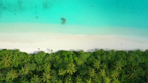 Luxury aerial travel shot of a summer white paradise sand beach and turquoise sea background in best