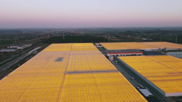 Drone Shot of Large Greenhouses