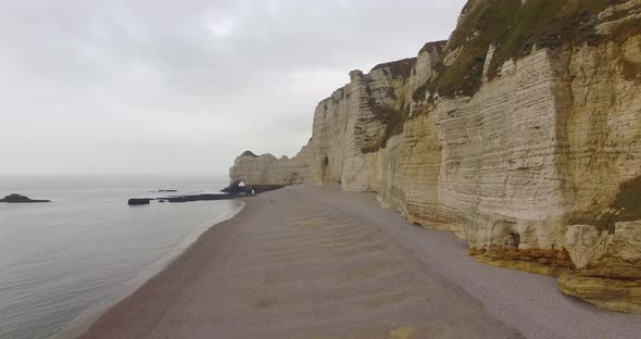 White cliffs at Etretat, Normandy, France.