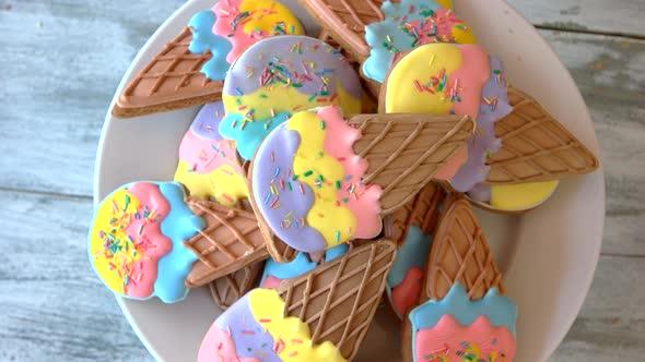 Plate with Ice Cream Cone Cookies