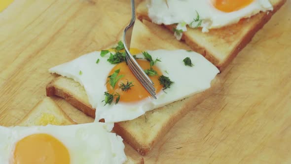 Fried Eggs with Toast for Breakfast