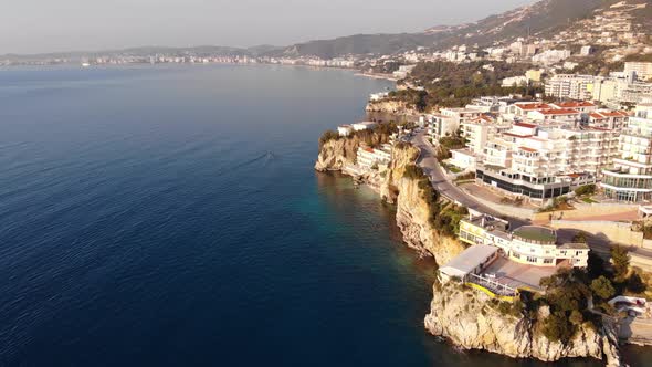 Aerial View of Beautiful Costal Shore in Vlore Albania