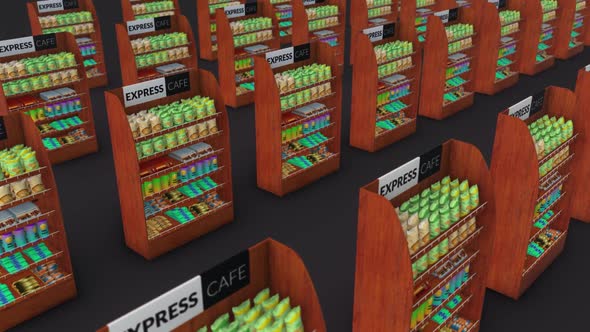 A Lot Of Wooden Market Shelf In A Row Hd