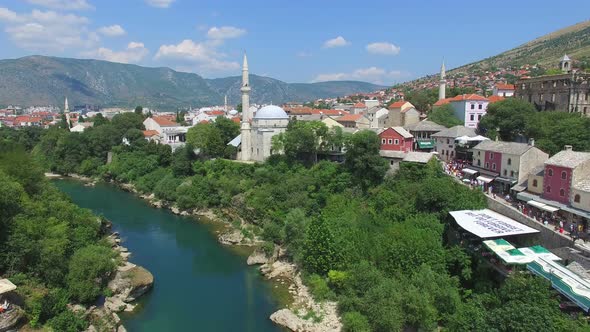 Aerial view of Mostar, Bosnia and Herzegovina