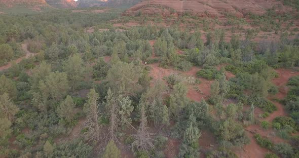 Drone shot of beautiful Sedona landscapes during a clear and bright day