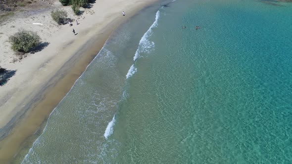 Psili Ammos beach on the Island of Serifos in the Cyclades in Greece seen fro