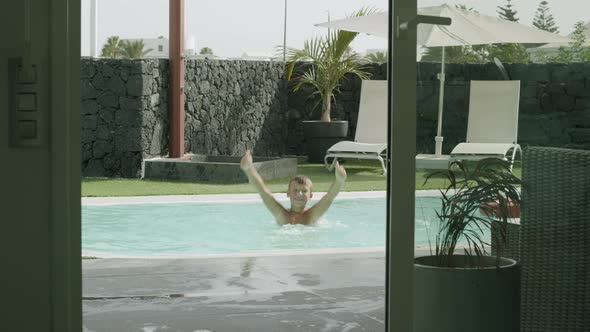 Enjoying summer and sun in the pool