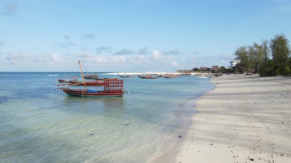 Boats in the Ocean Near the Coast of Zanzibar Tanzania Slow Motion
