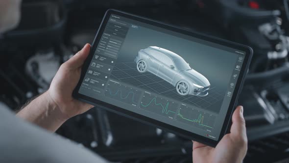 App for Car Diagnostics on Tablet Screen