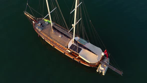 Top View of Boat in the Mediterranean Sea
