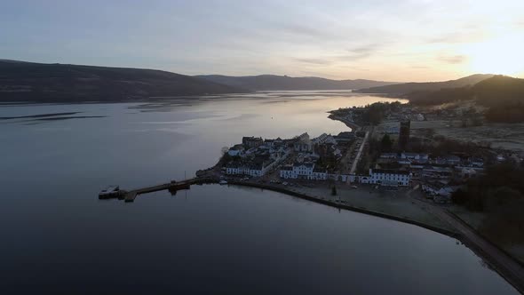 Sunset over Oban Town in Scotland