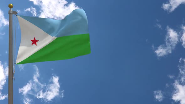 Djibouti Flag On Flagpole