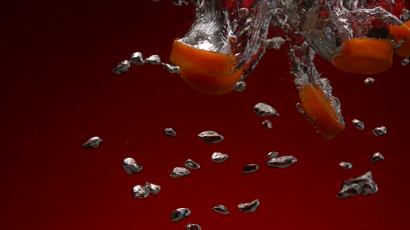 Carrot in water, Slow Motion