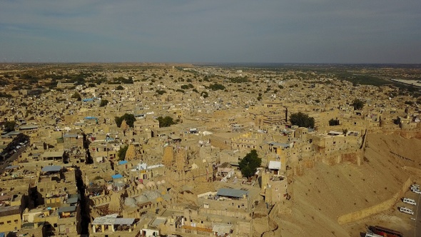 Aerial view of Jaisalmer India. Jaisalmer is a former
