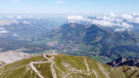 all-round view of the brienzer rothorn in sunny weather with a few small clouds in switzerland