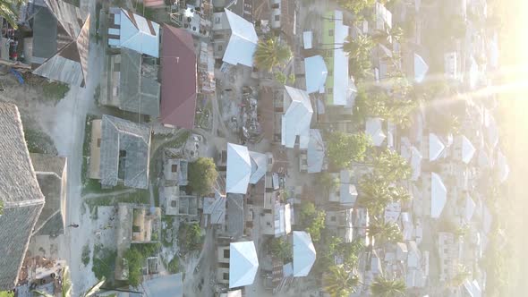 Tanzania  Aerial View of Houses Near the Coast of Zanzibar Vertical Video