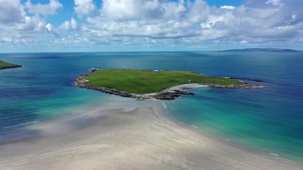 Flying Toward the Tip of Inishkeet Next To the Awarded Narin Beach By Portnoo in County Donegal