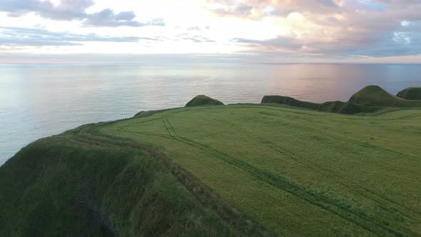 Aerial view of fields on the North Sea coastline