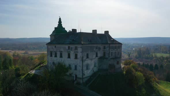 Aerial View of Haunted Castle of Olesko, Ukraine