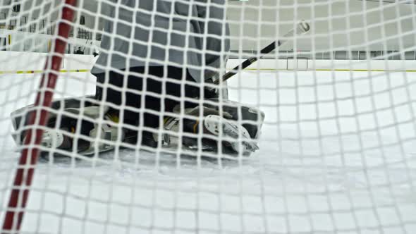 Hockey Goalie Practicing Butterfly Technique