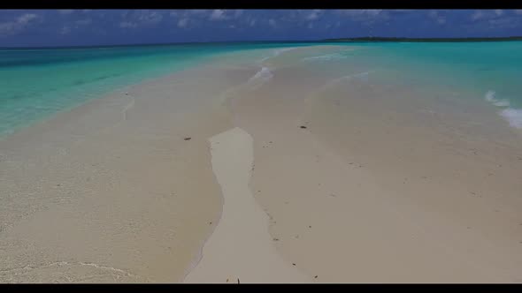 Aerial drone view nature of beautiful resort beach break by clear lagoon and white sand background o