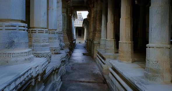 Columns of Beautiful Ranakpur Jain Temple or Chaturmukha Dharana Vihara Mandir in Ranakpur