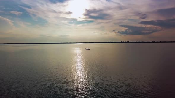 Aerial Drone Footage of Lake Against Sky