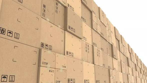 Row of Cartons with Goods Ready for Dispatch