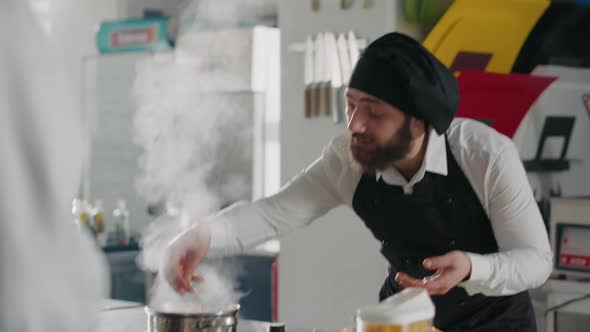 POV of Professional Chef Explaining Gastronomy on Cooking Show