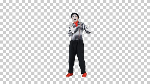 Mime leans to invisible wall, Alpha Channel