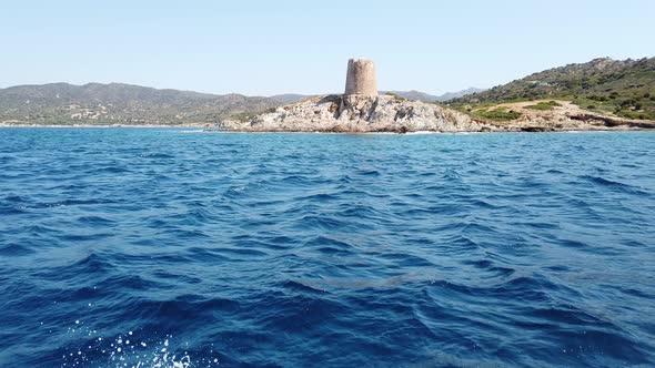 Beautiful view of the southern Sardinian sea from the boat.