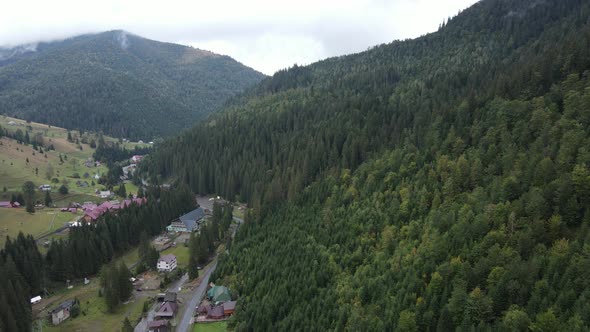 Nature of Ukraine: Carpathian Mountains Slow Motion. Aerial View