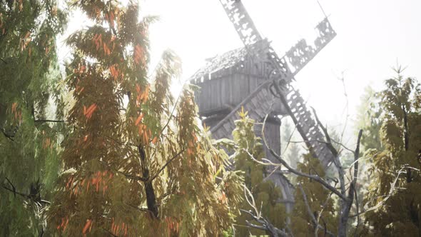 Old Traditional Wooden Windmill in the Forest