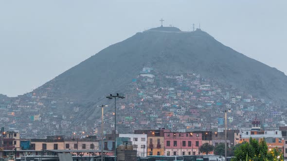 Slums on the Slope of Hill San Cristobal on the Northern Side of the River Rimac Day to Night