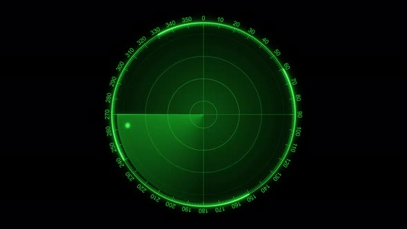 Green Color Radar HUD Animated On Black Background