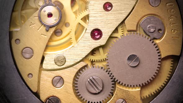 Vintage Watch Movement. Close Up.