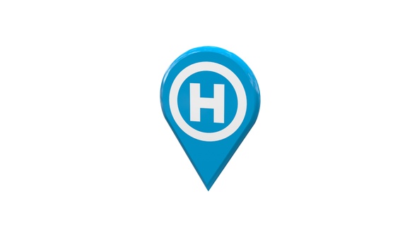 Map Location Pin With Hospital Icon Blue V11 alt