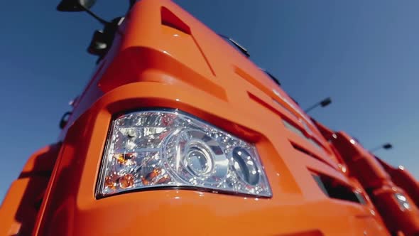 The truck body of red color