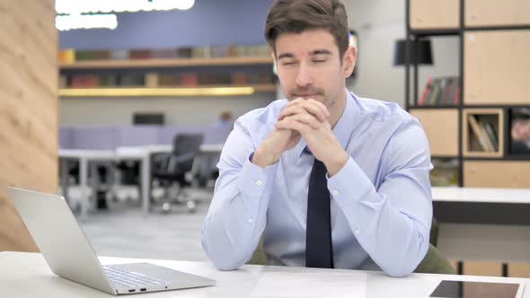 Pensive Businessman Thinking Brainstorming