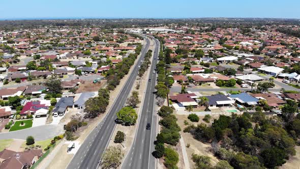 Aerial View of a Suburb Road