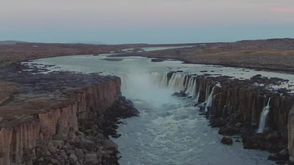 Selfoss Waterfall. Iceland. Aerial View