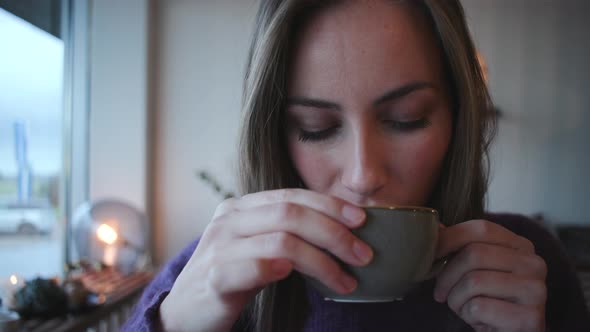 Beautiful Woman Drinking Coffee