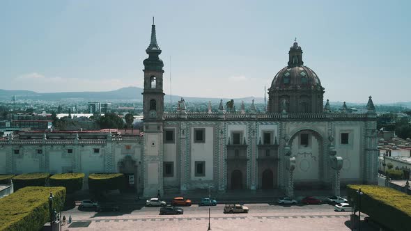 Frrntal facade view of Santa Rosa de Viterbo church in Queretaro Mexico