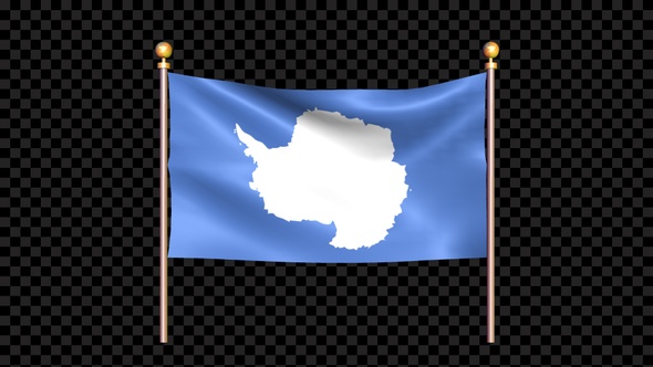 Flag Of Antarctica Waving In Double Pole Looped