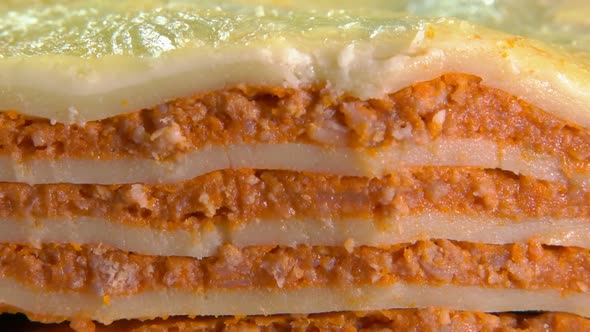 Close-up Of Appetizing Italian Lasagna