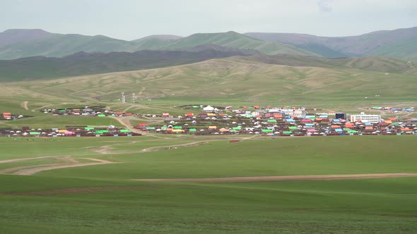 Colorful Roofed Houses in a Classic Traditional City in Mongolia