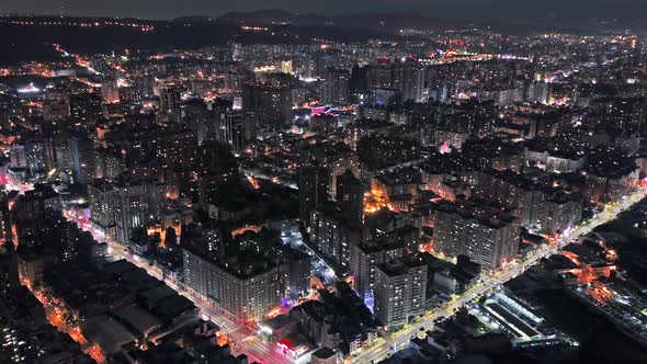 Time lapse of aerial view of Taoyuan Downtown, Taiwan.